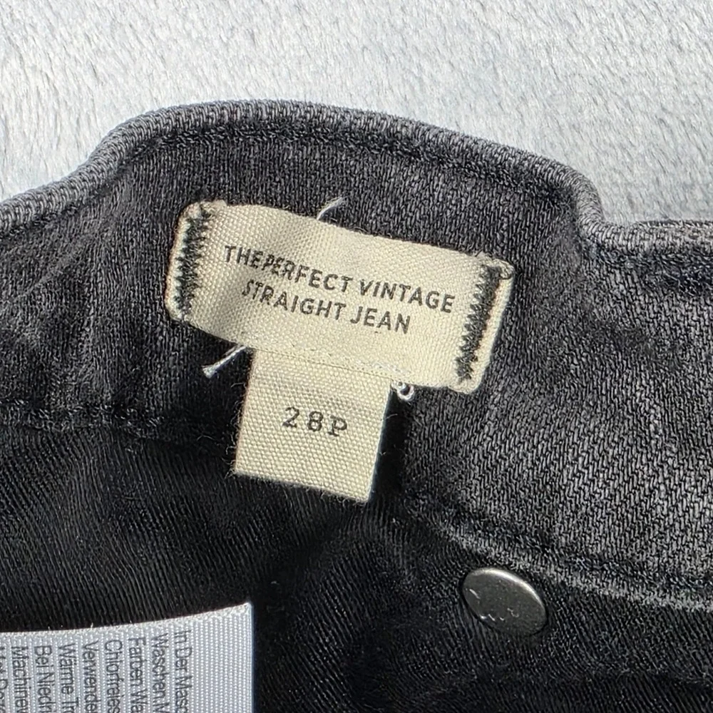 Madewell The Perfect Vintage Straight Jean 28P Washed‎ Black High Rise Raw Hem